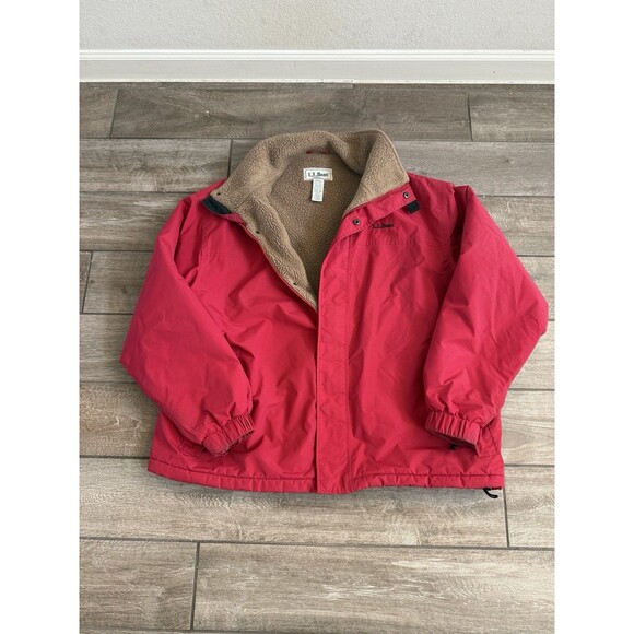 LL Bean Red Gore-Tex Jacket Sherpa Lined Polartec Thinsulate Coat Mens XL EUC - Picture 1 of 7